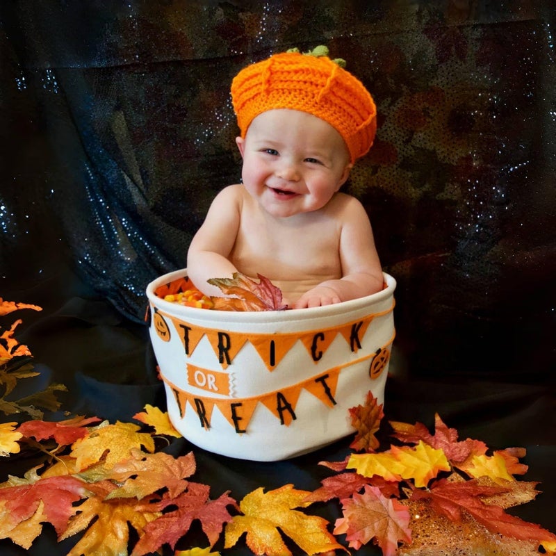 YGbridge Pumpkin Baby Hat Soft Baby Beanie Warm Boy Pumpkin Costume Toddlers Crochet Hats for Autumn, Halloween, Thanksgiving, Pumpkins Photo Shot Orange - Image 4